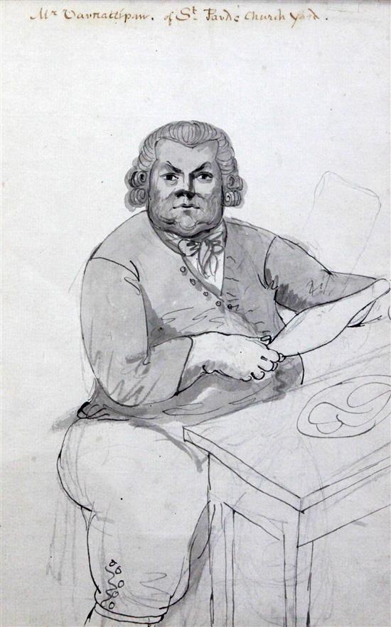 Attributed to John Boyne Portrait of Mr Varnattipan of St Pauls Churchyard, the first curry man 12 x 8in.